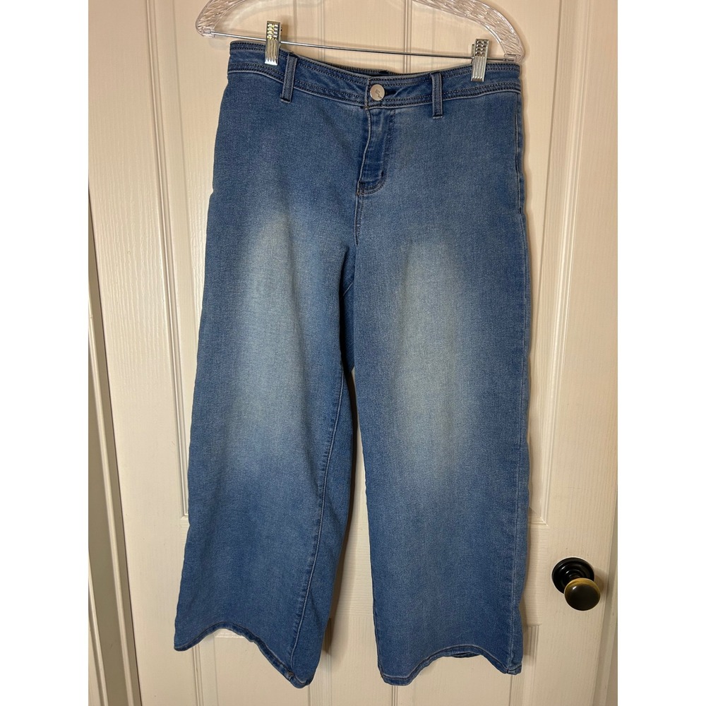 1822 Denim Womens Size 8 Medium‎ Wash Wide Leg Cropped High Rise Jeans Blue